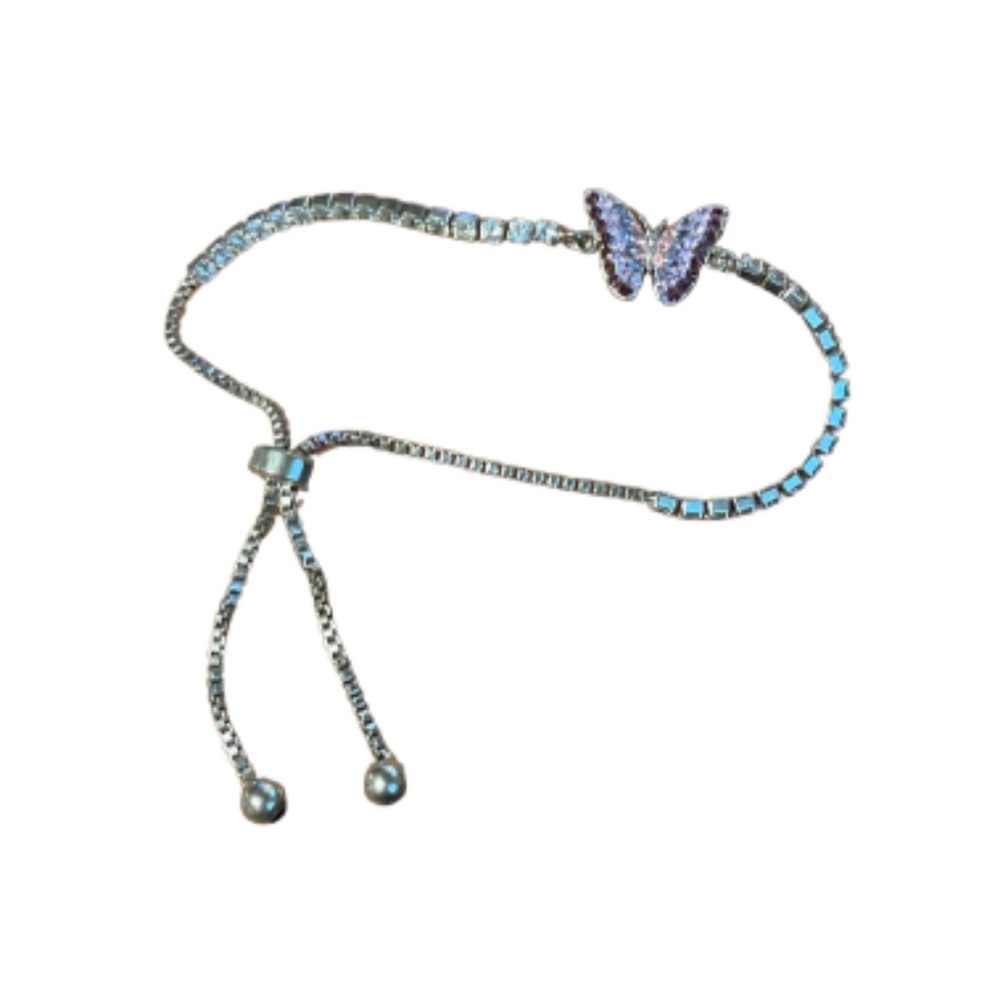 Crystal Collective Fine Silver Plated Butterfly Adjustable Bracelet
